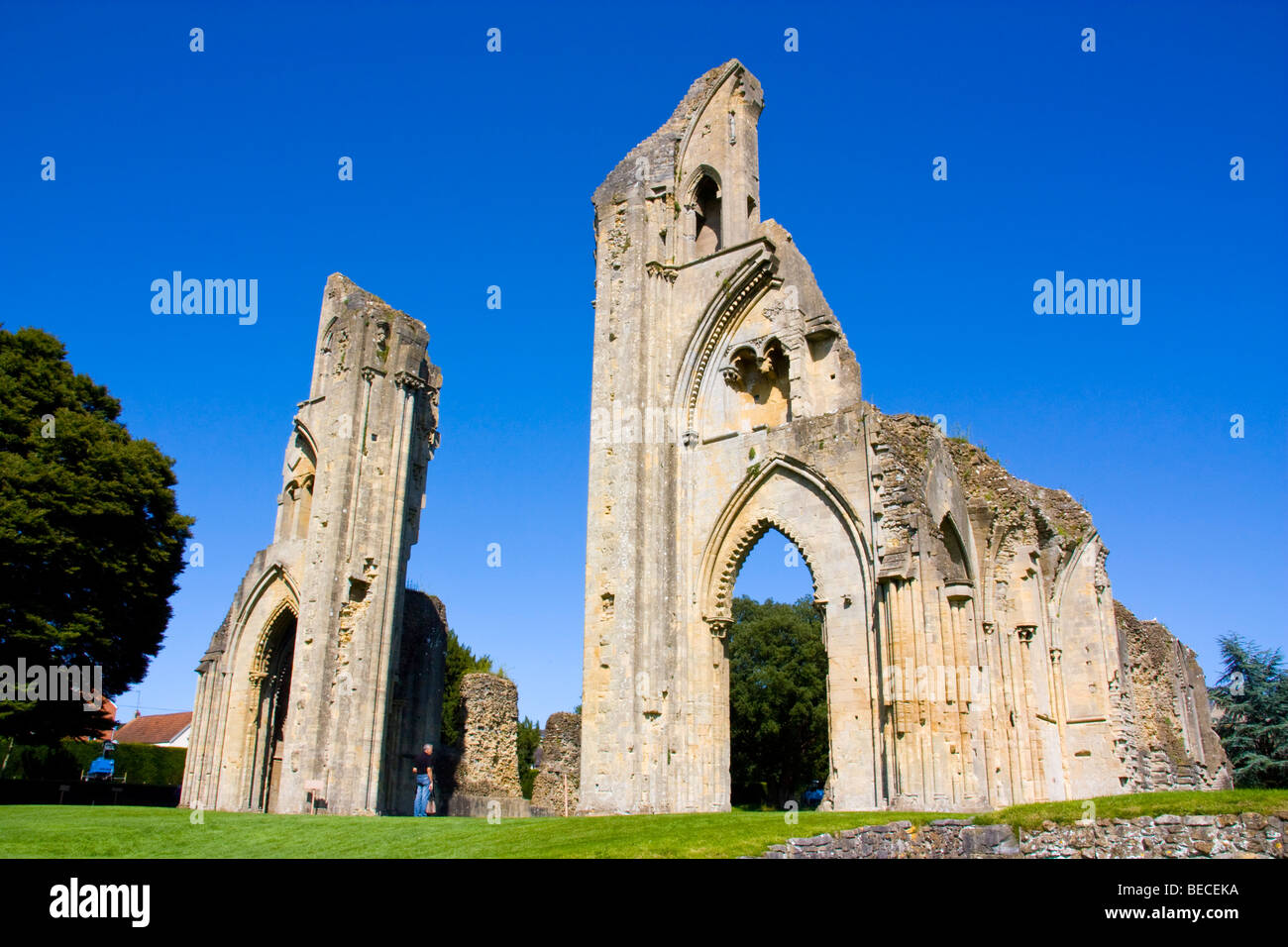 Les ruines de l'Abbaye de Glastonbury, Somerset England UK Banque D'Images