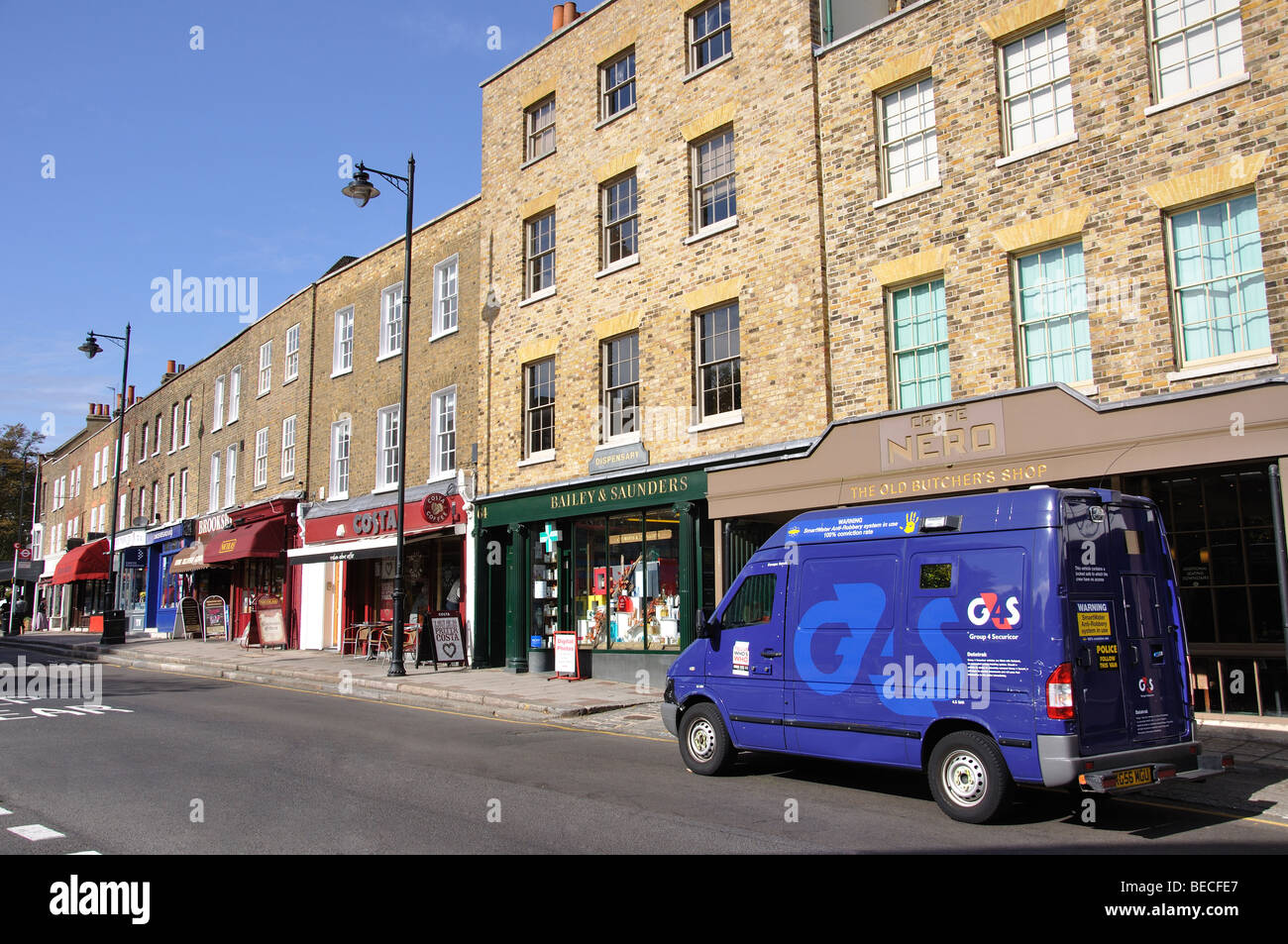 High Street, Highgate Highgate, London Borough of Haringey, Londres, Angleterre, Royaume-Uni Banque D'Images