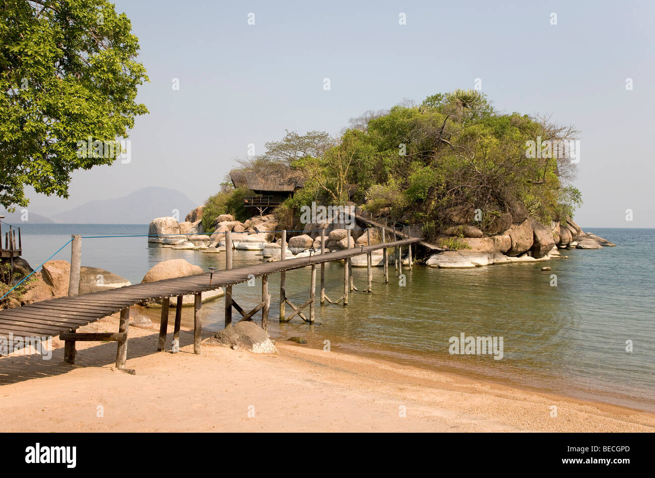 Mumbo Island Camp, Cape Maclear Péninsule, le lac Malawi, le Malawi, l'Afrique de l'Est Banque D'Images