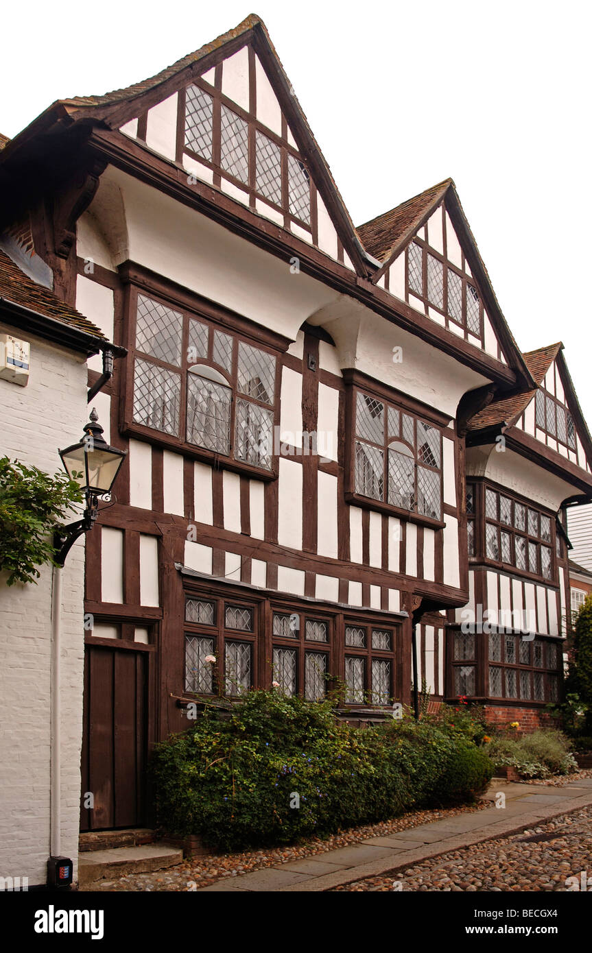 Old English maisons à colombages, le seigle, comté de Kent, Angleterre, Europe Banque D'Images