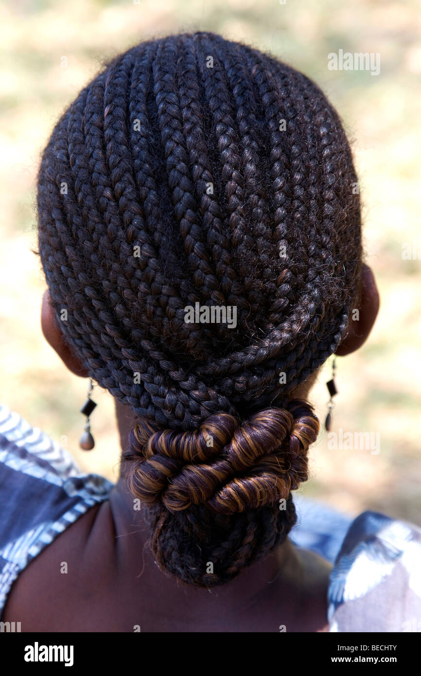 Coiffure africaine, Mfue, Province Orientale, République de Zambie, Afrique Banque D'Images