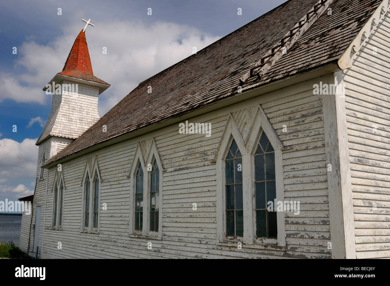 L'église anglicane Christ avec steeple et cross à Clarke's Head Bay Gander Terre-Neuve Canada Banque D'Images