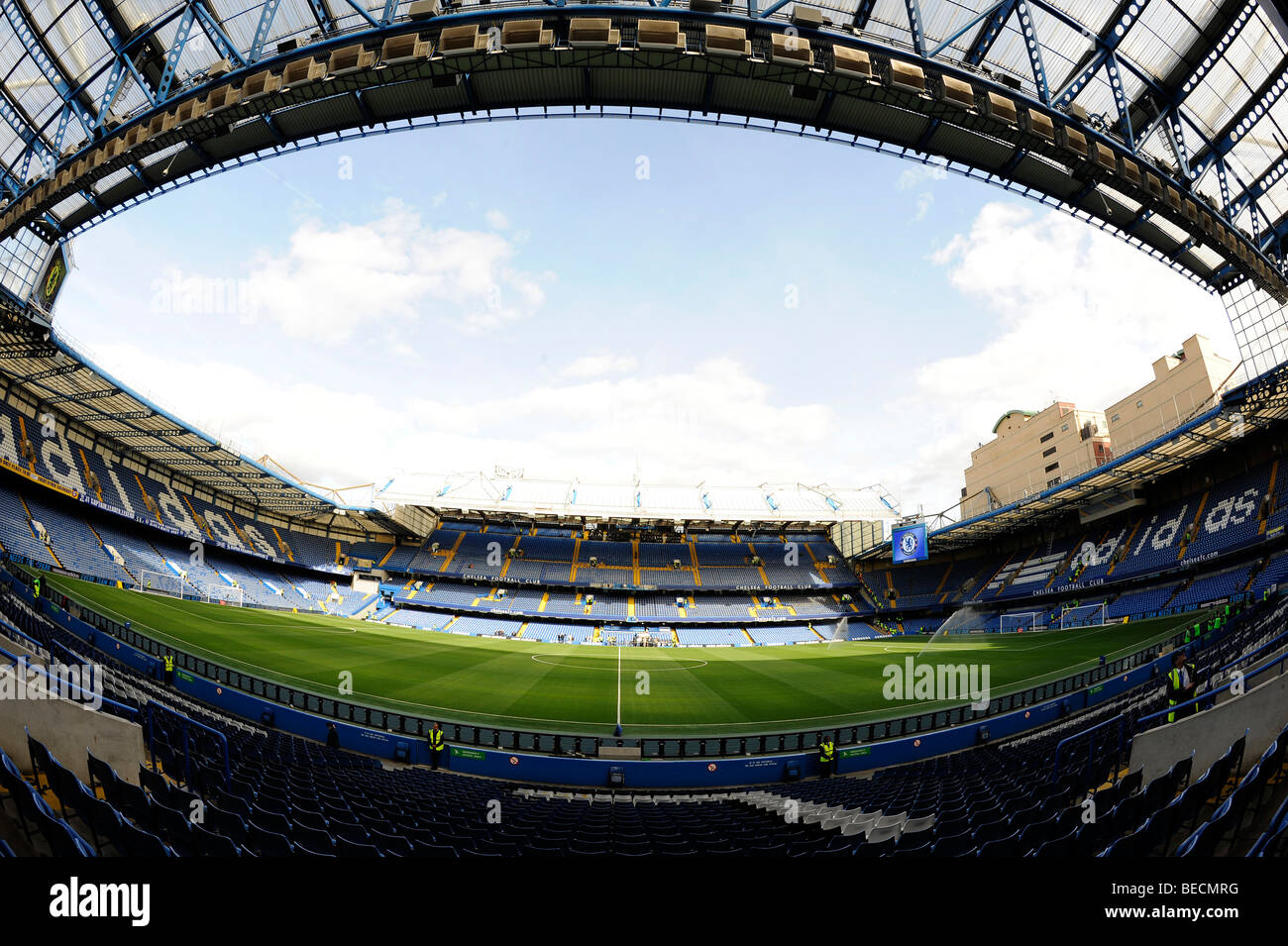 Vue à l'intérieur de stade de Stamford Bridge, Londres. Accueil de Chelsea Football Club Banque D'Images