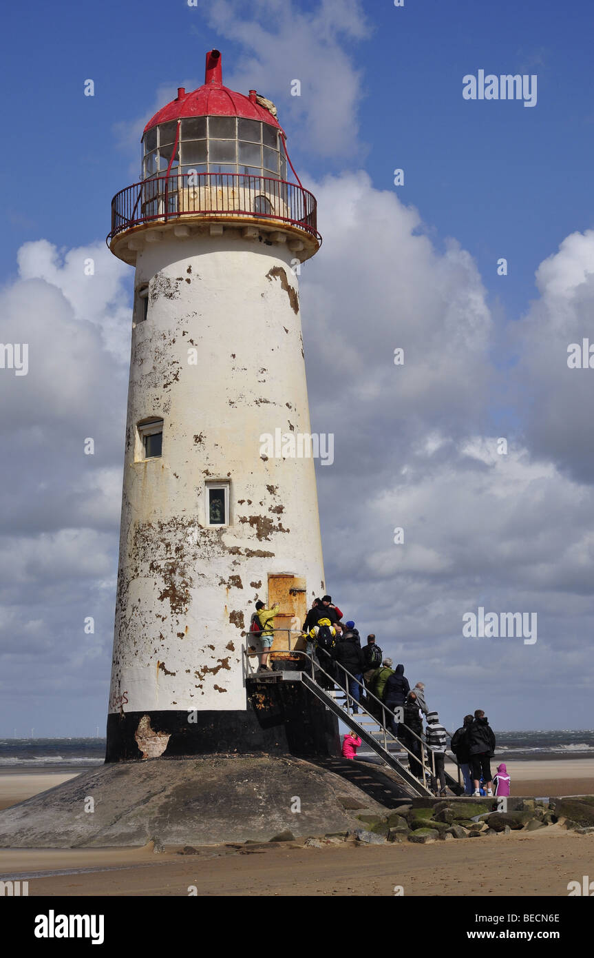 Phare de Talacre sur la côte nord du Pays de Galles près de Prestatyn Banque D'Images