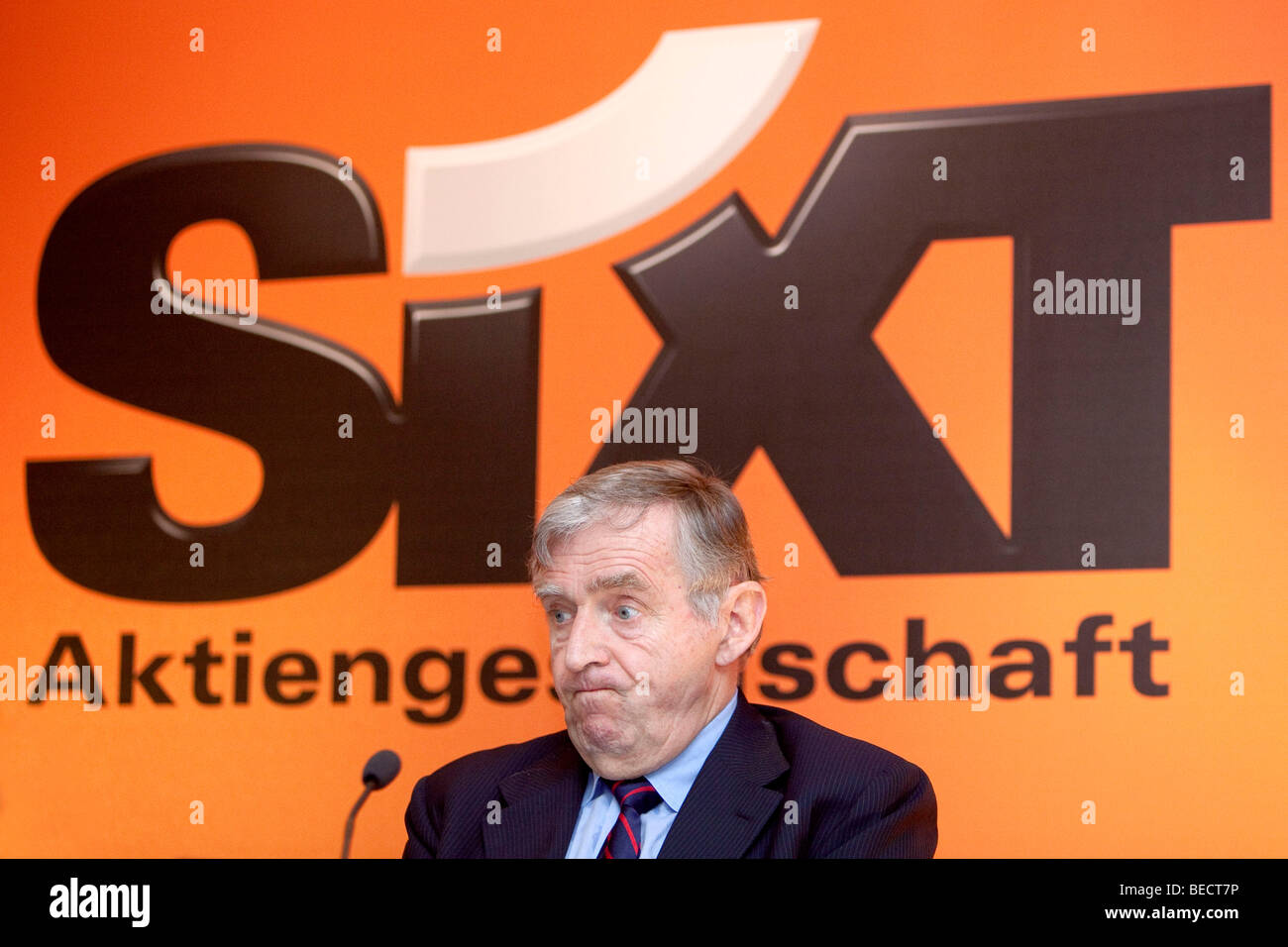 Erich Sixt, chef de la direction et de l'actionnaire principal de la Sixt AG, lors de la conférence de presse sur les états financiers, 19.03.200 Banque D'Images