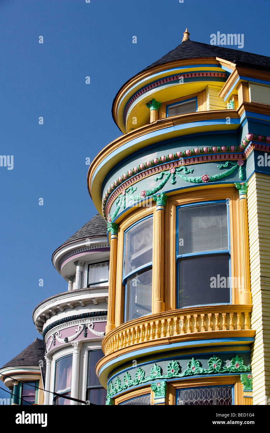 Rangée de maisons de style victorien, Haight-Ashbury, San Francisco, California, USA Banque D'Images