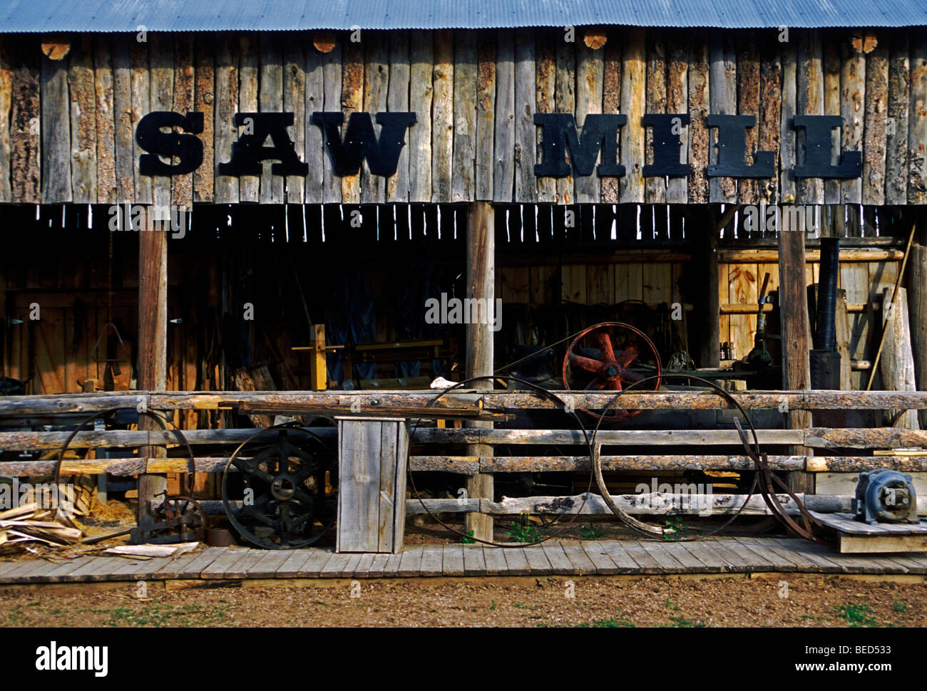 Moulin à scie, Fort Hays, de film de danse avec les loups. près de Rapid City, Dakota du Sud, Black Hills Banque D'Images