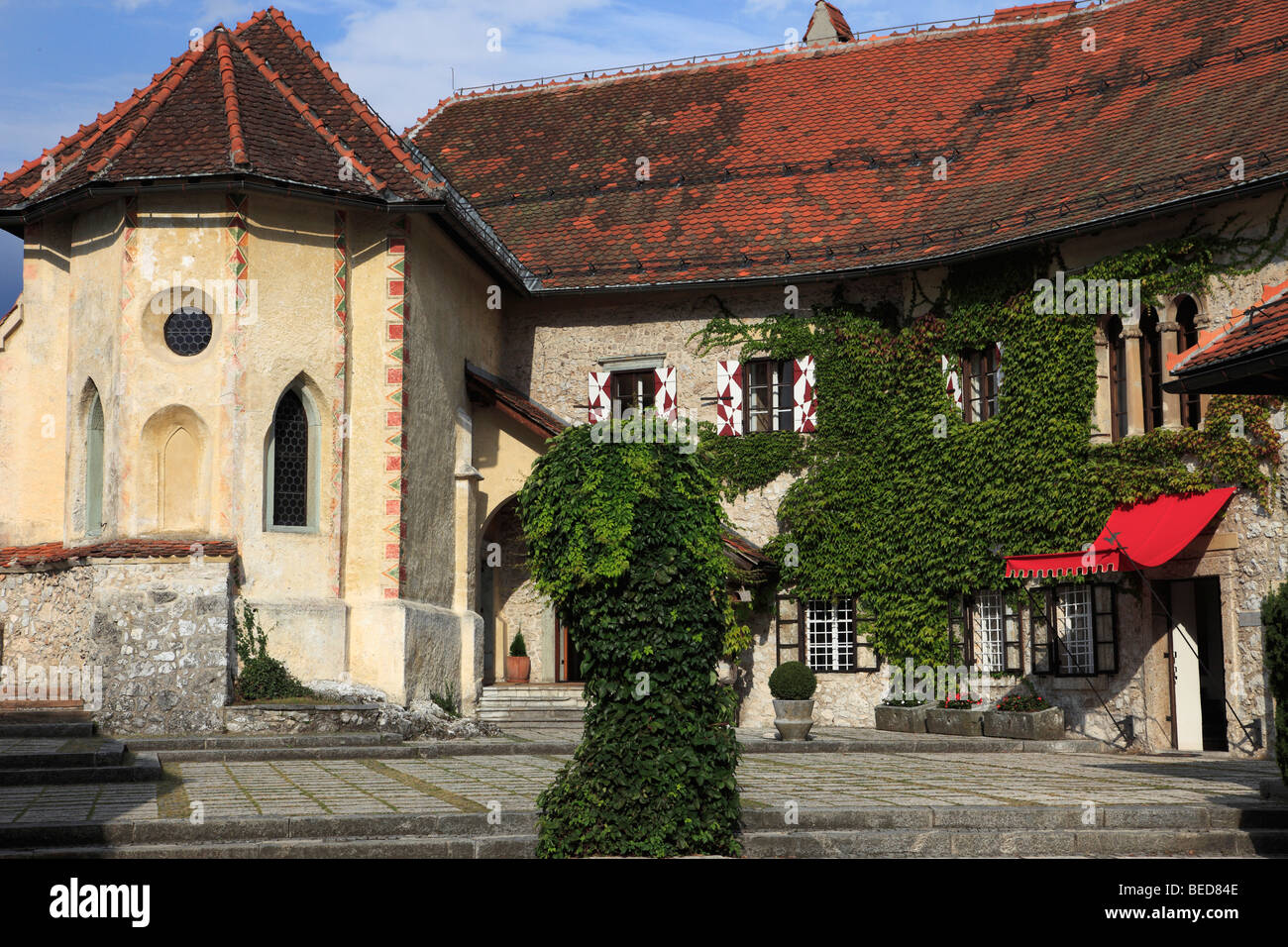 La Slovénie, Bled, château, cour Banque D'Images