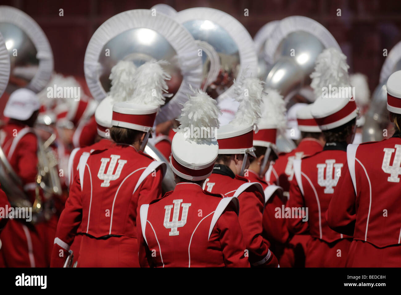 Les membres de la marche 100 à un match de football de l'Université de l'Indiana. Banque D'Images