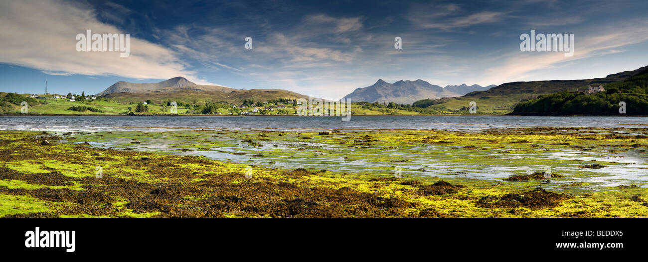 Vue panoramique de l'Cuillin Hills de Portree, Isle of Skye, Scotland, UK, Europe Banque D'Images