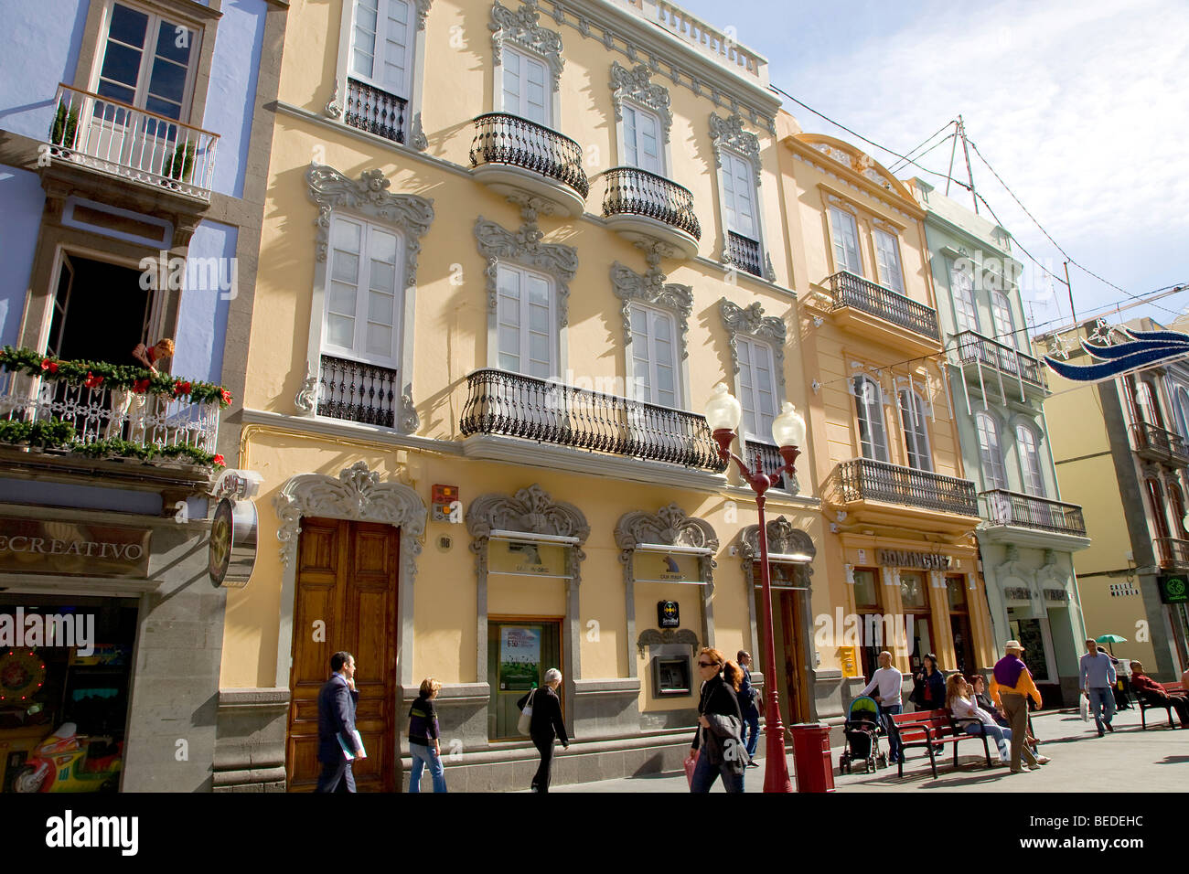 La rue commerçante principale, Triana Triana, Las Palmas, Grande Canarie, Îles Canaries, Espagne, Europe Banque D'Images