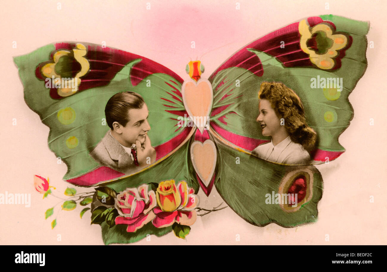 Photographie historique, flirt, autour de 1940 Banque D'Images