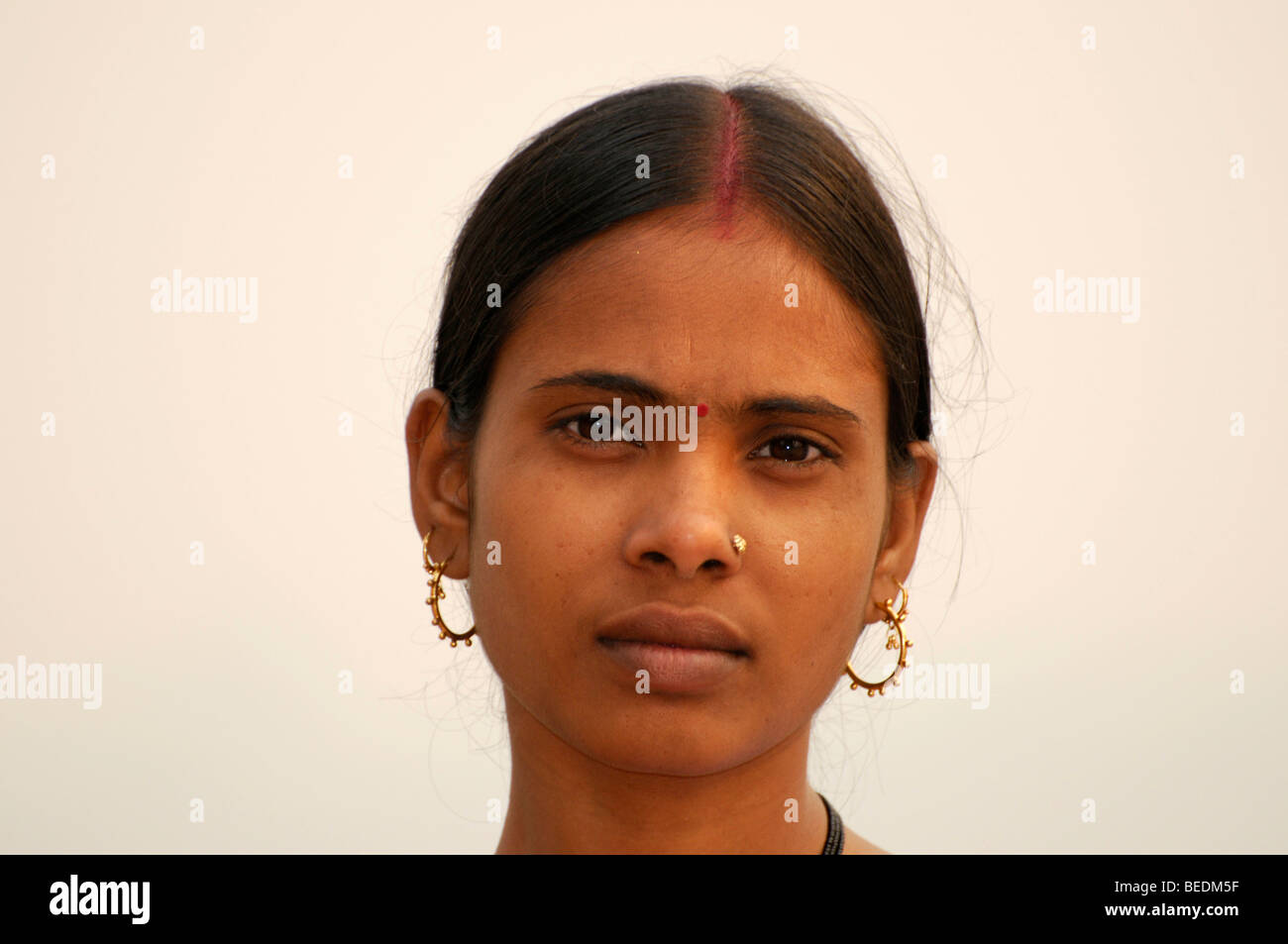 Portrait d'une jeune femme indienne, Agra, Rajasthan, Inde du Nord, l'Asie Banque D'Images