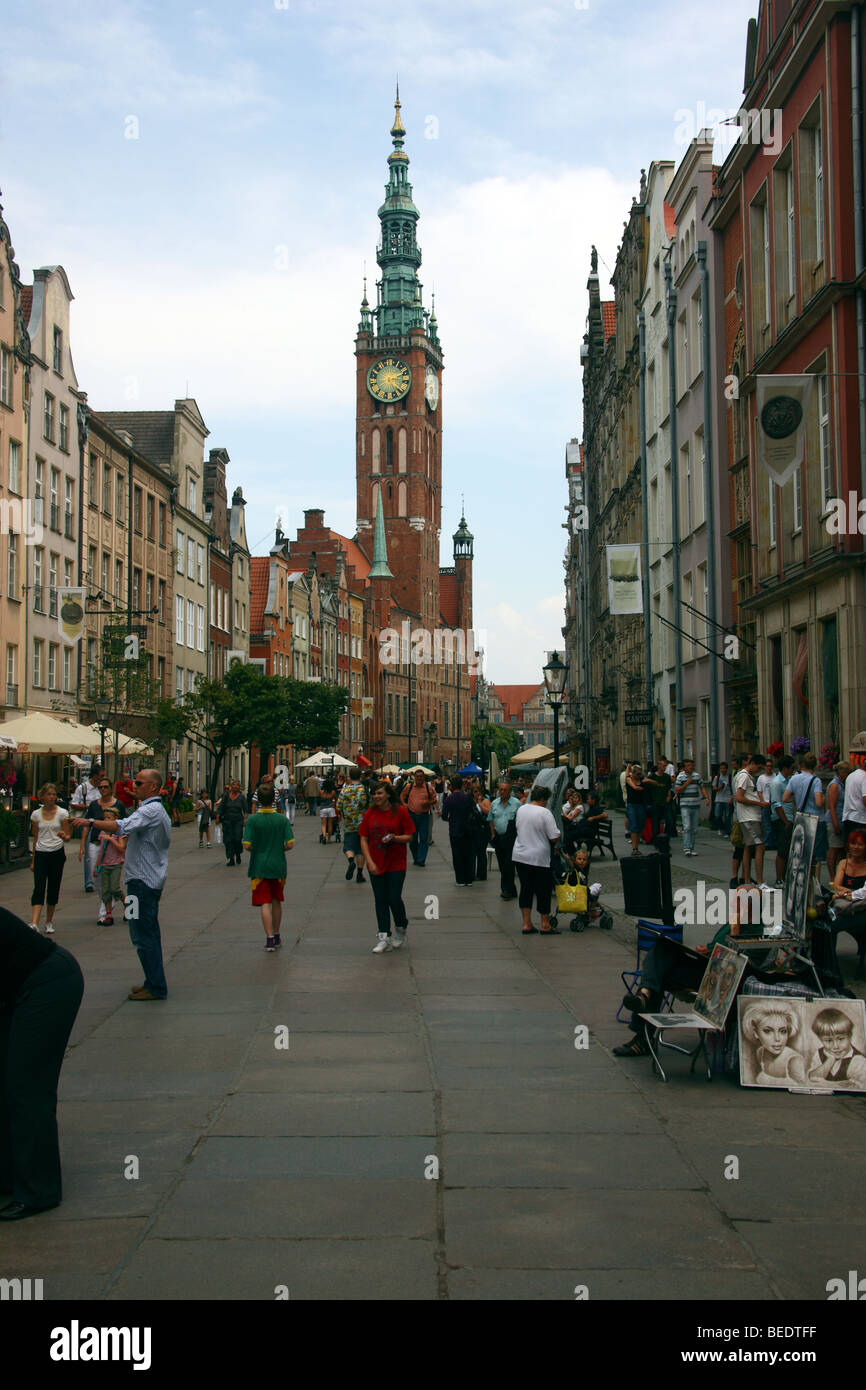 Centre historique et l'hôtel de ville, Gdansk, Pologne, Europe Banque D'Images