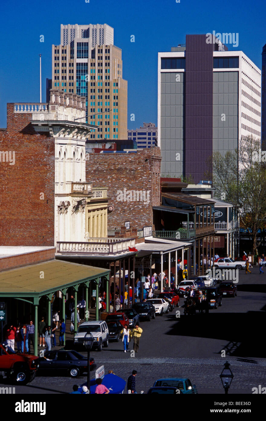 Touristes, visiteurs, visites, Old Sacramento State Historic Park, ville de Sacramento, Sacramento, California, United States Banque D'Images