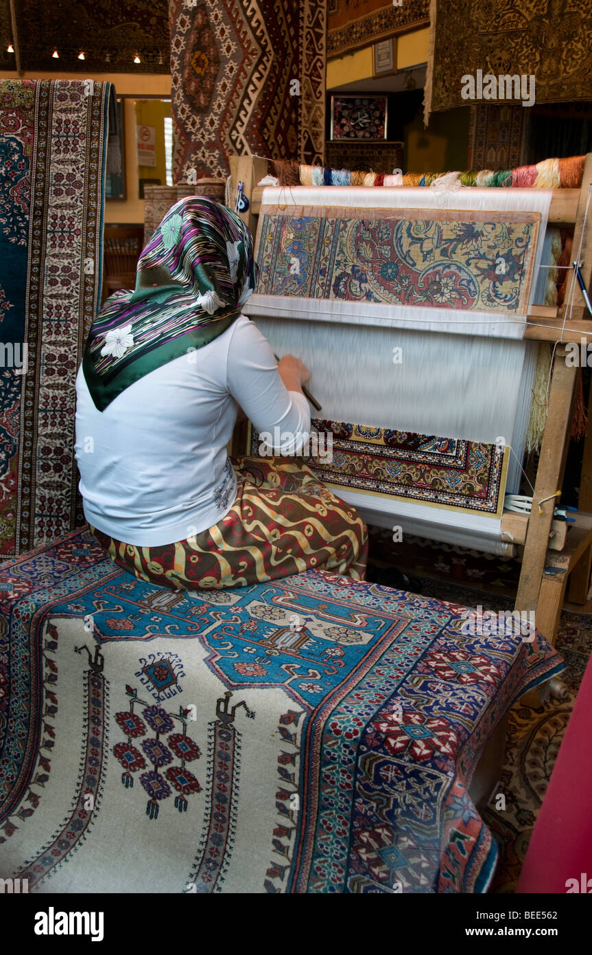 Istanbul Turquie tapis tapis carpet bouilloire weaver tissage tissage Banque D'Images