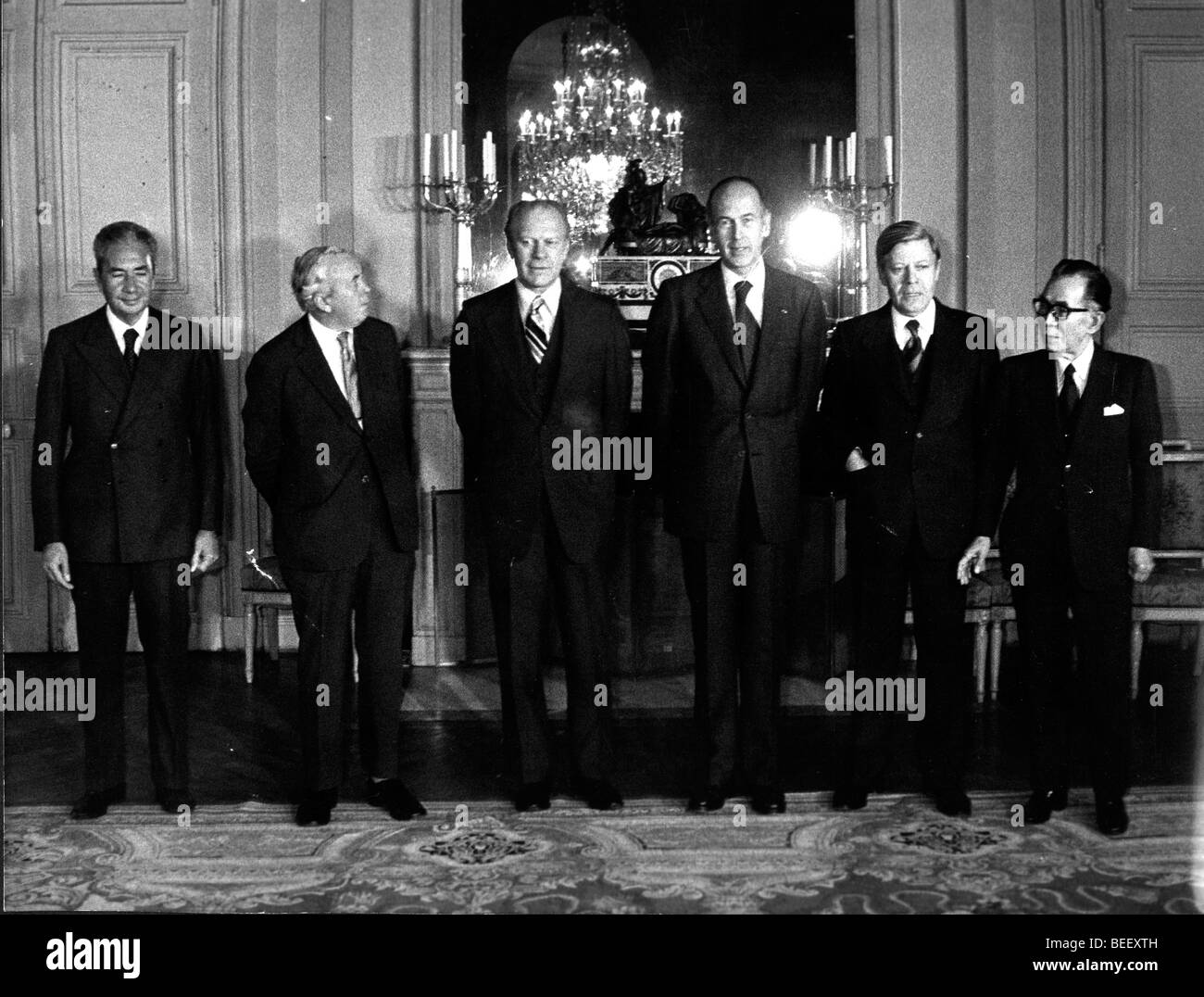 Le président Ford à une conférence au château de Rambouillet Banque D'Images