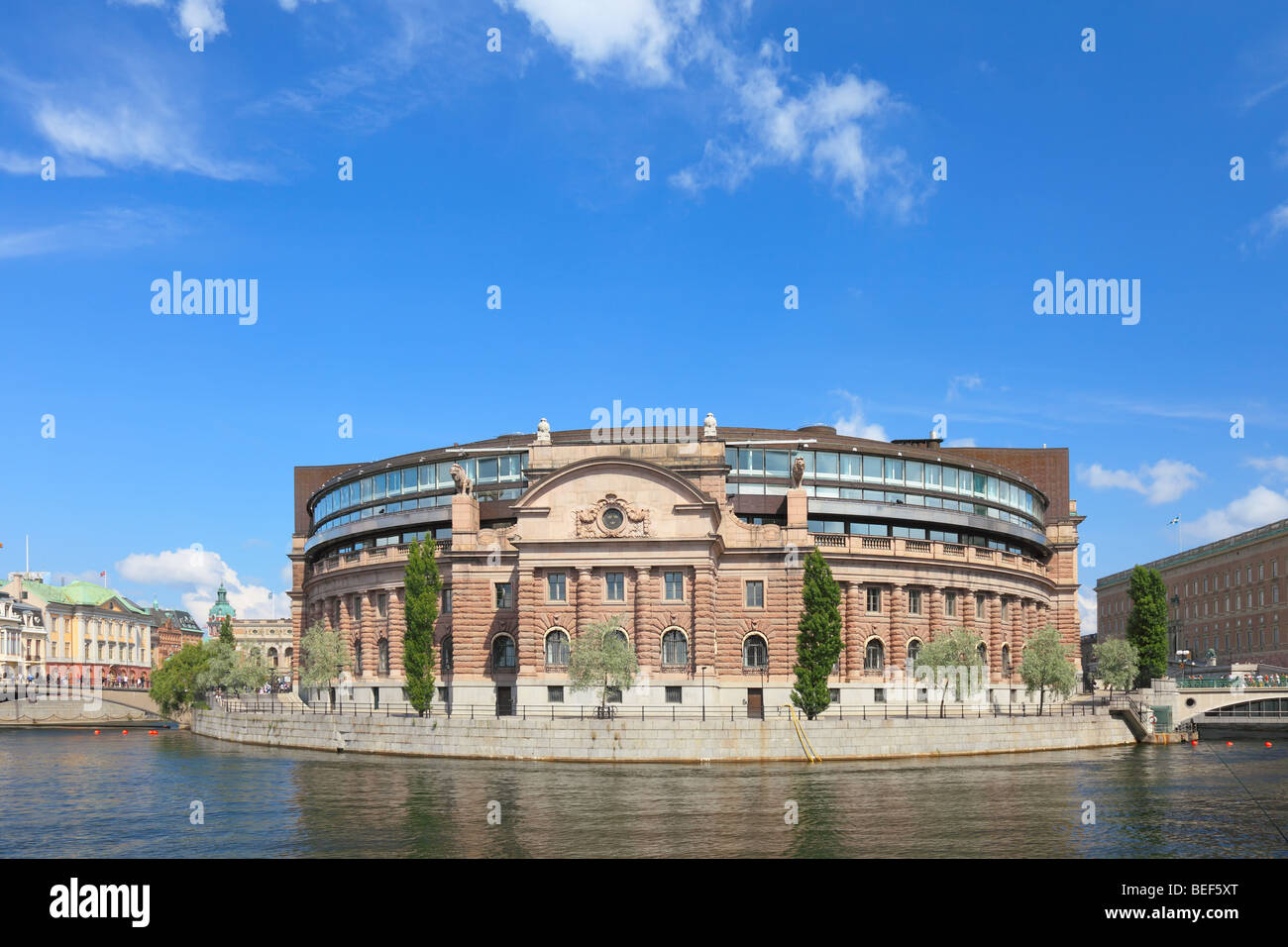 Bâtiment du parlement suédois à Stockholm. L'été 2009. Banque D'Images