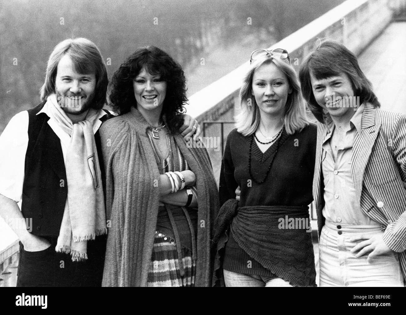 ABBA à la fin des années 1970 (L-R) Benny Andersson, Anni-Frid Lyngstad (Frida Agnetha Fältskog,), et Björn Ulvaeus Banque D'Images
