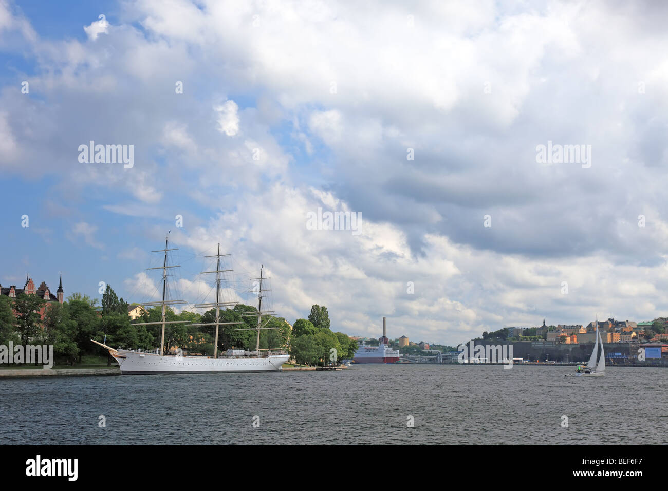 Vue sur le port de Stockholm, Suède, Europe. Banque D'Images