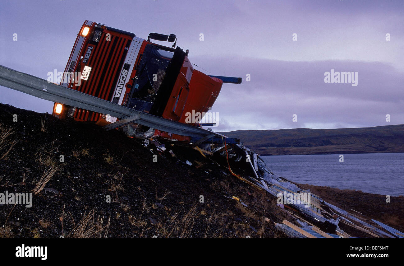 Épave du chariot sur la route côtière, de l'Islande Banque D'Images
