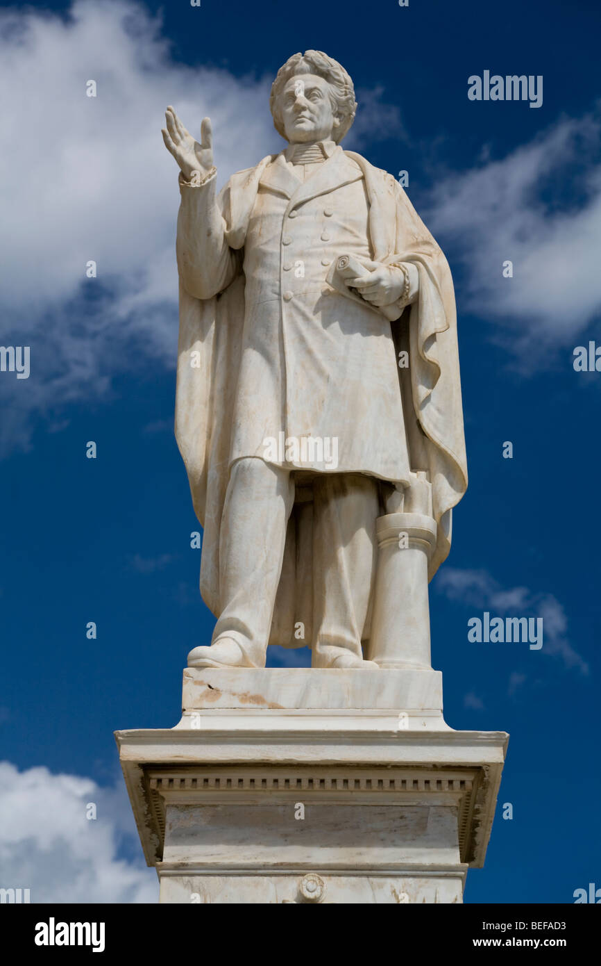 La statue de Dionysios Solomos en place Solomos, Zante Banque D'Images