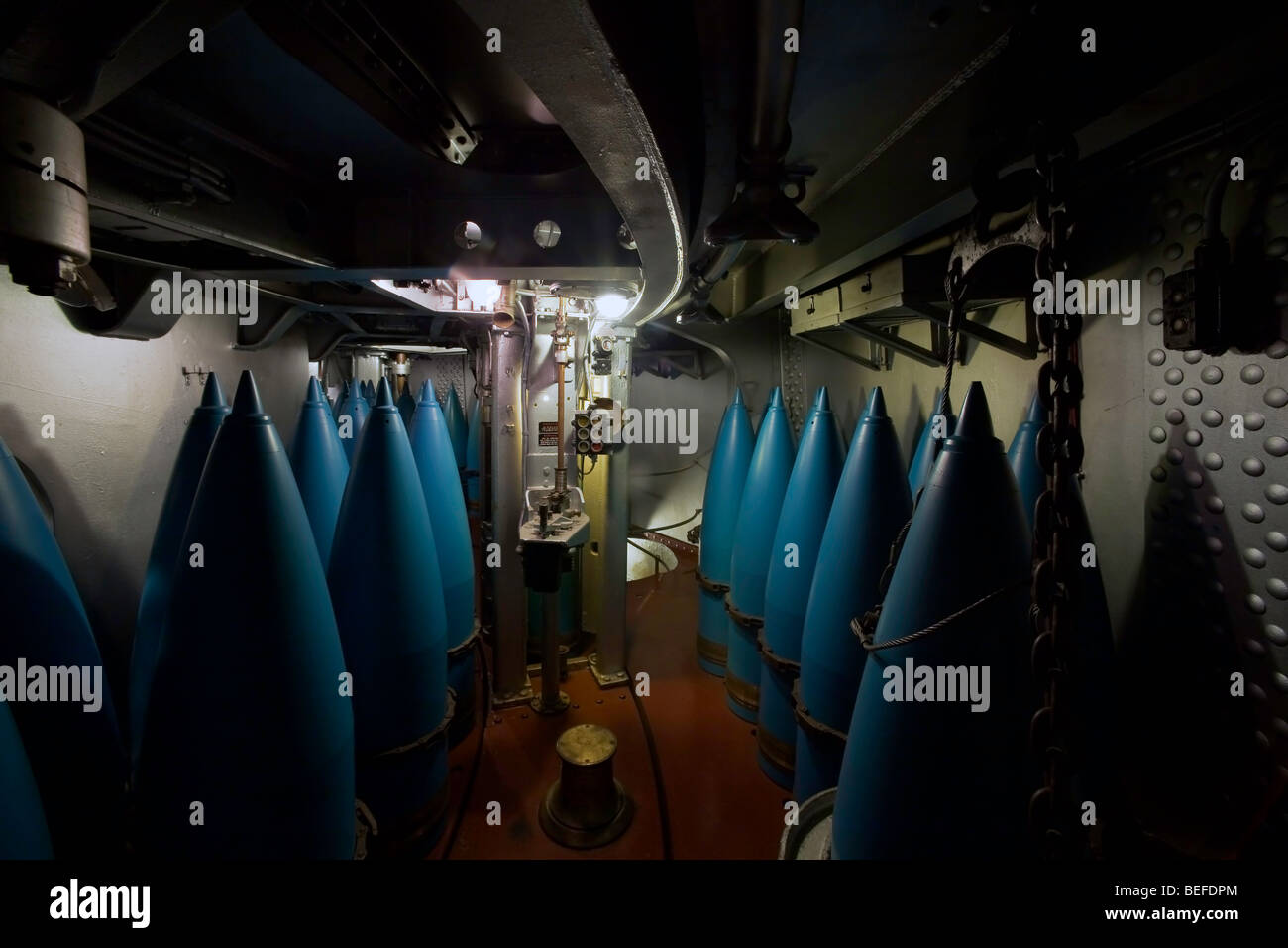 L'intérieur de la tourelle du canon principal de l'USS North Carolina Banque D'Images