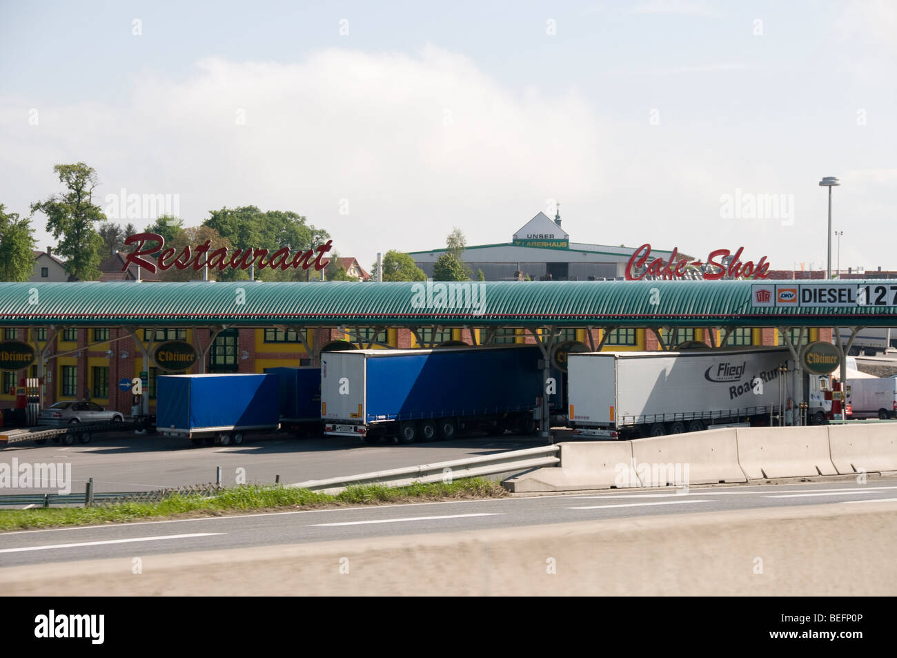 La zone à péage autoroute République Tchèque Autriche frontière près de Wien Vienne Banque D'Images