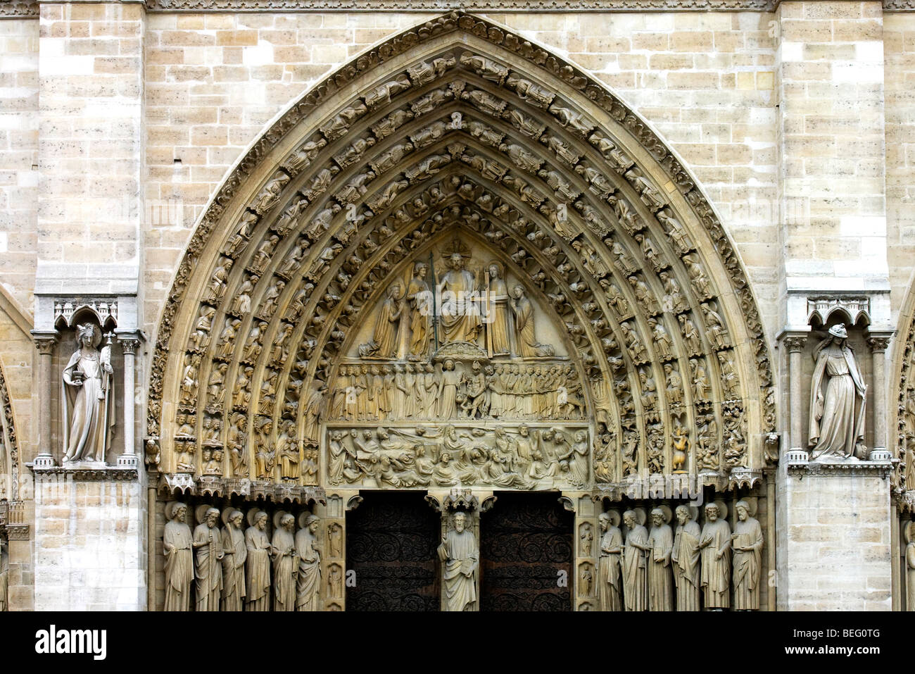 Portail du Jugement Dernier, Notre Dame de Paris, Paris Banque D'Images