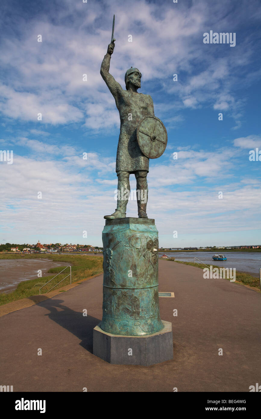 Grande-bretagne Angleterre Essex Maldon Byrhtnoth statue monument Angleterre Essex Maldon Lieu historique Bataille de Maldon AD991 Banque D'Images