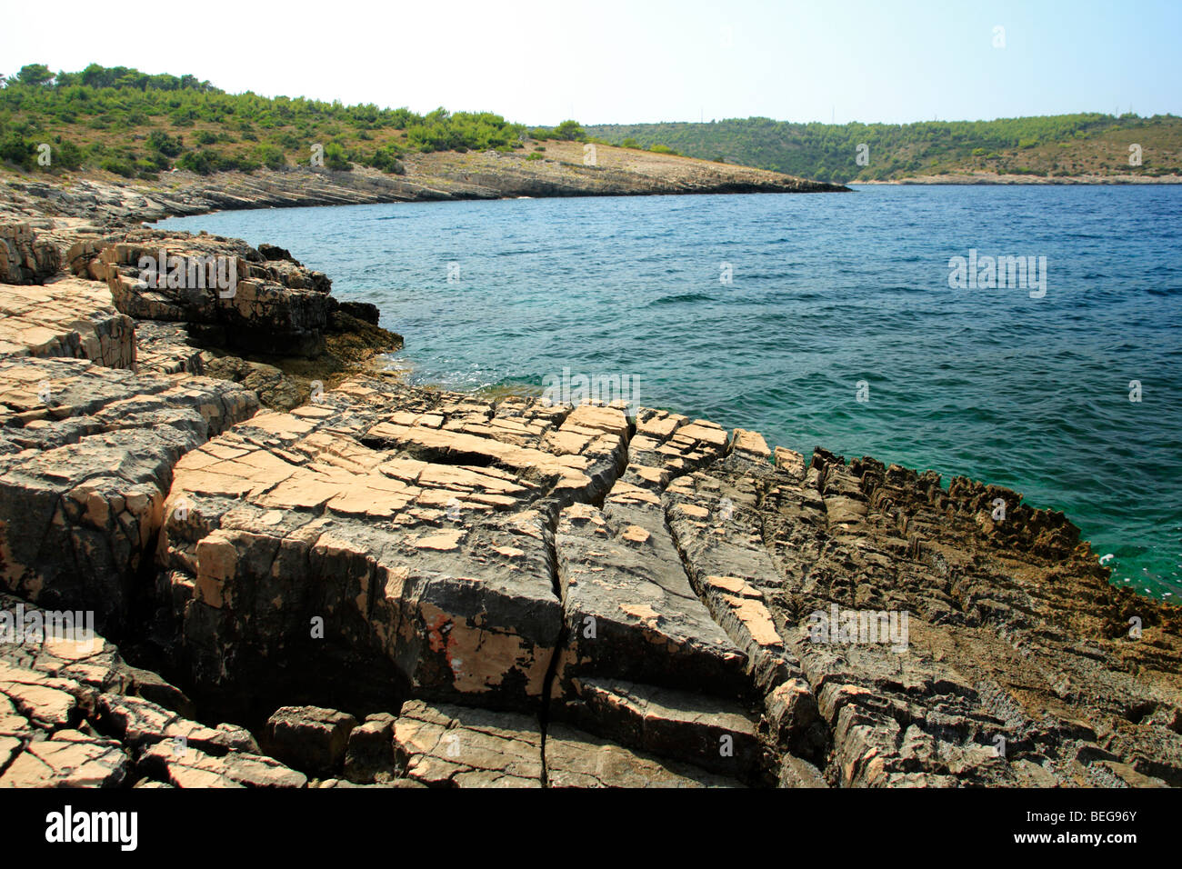 Digidaga Bay sur la péninsule de Kabal, île de Hvar, Croatie Banque D'Images