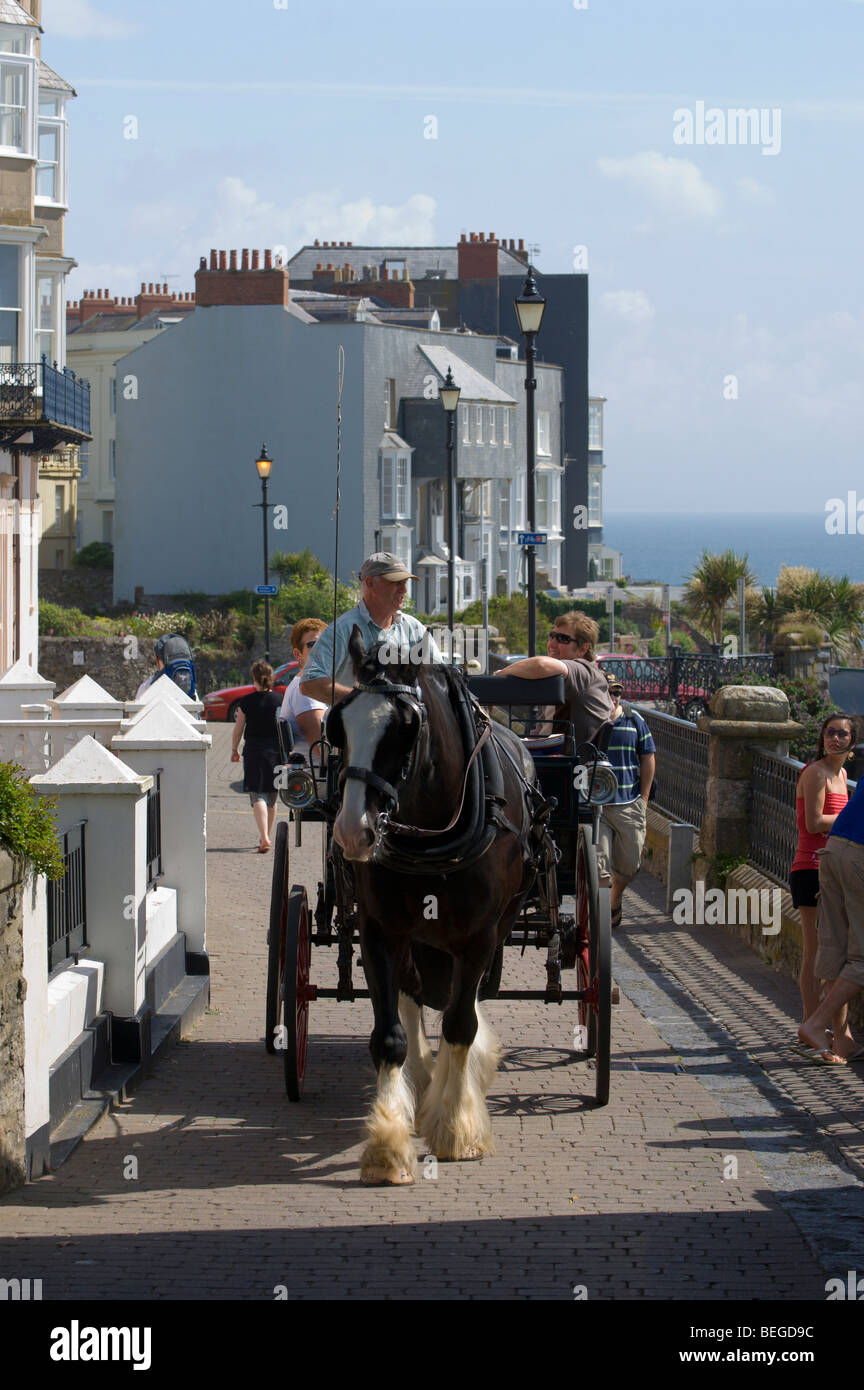 Cheval de tourisme et panier,Tenby, Pembrokeshire, Pays de Galles, Royaume-Uni. Banque D'Images