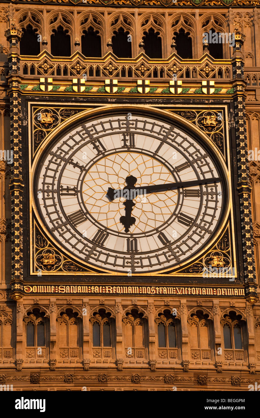 Détail de l'horloge, Big Ben Clock Tower, Les Maisons du Parlement, Londres, Angleterre, Royaume-Uni Banque D'Images