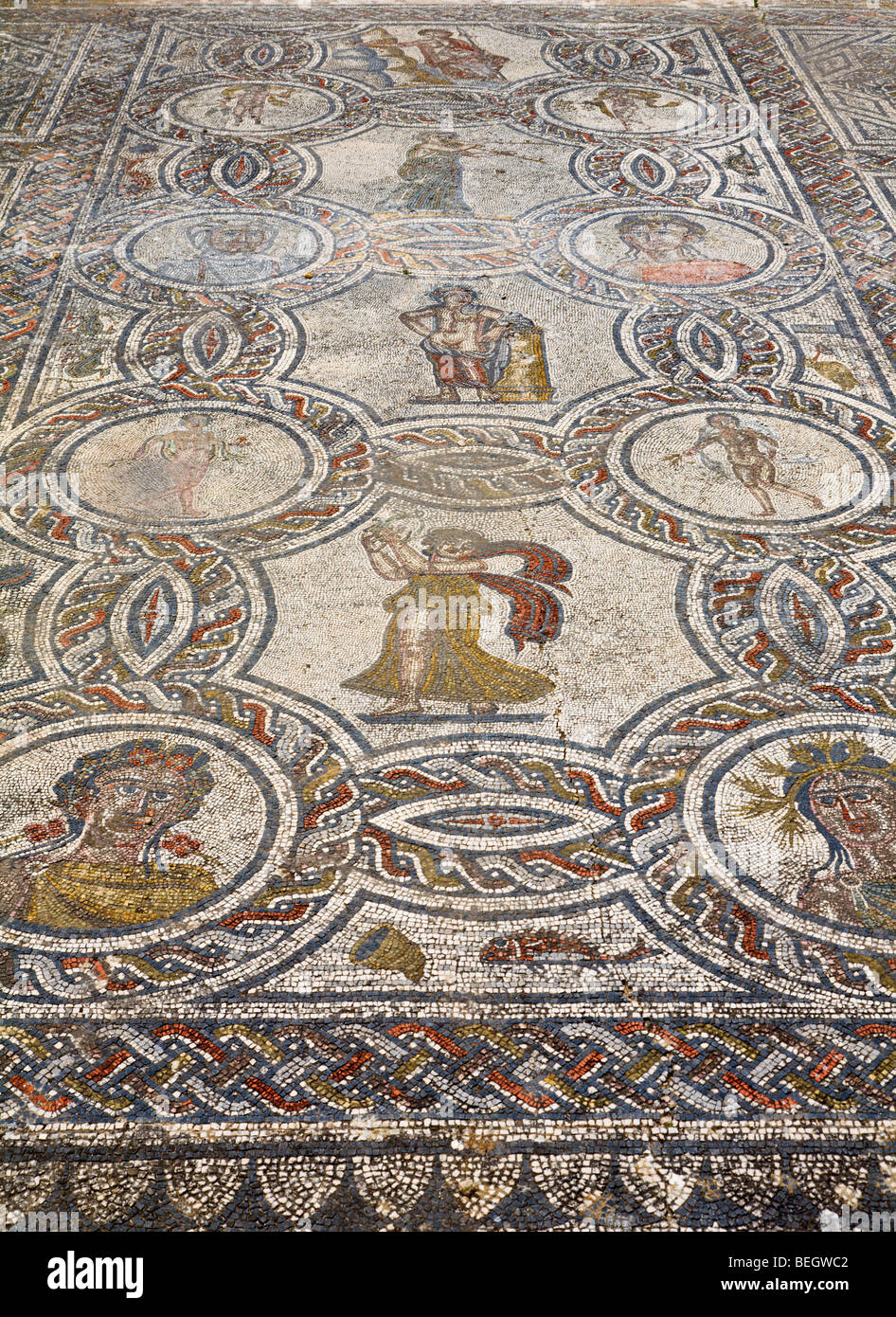 Sol de mosaïque Volubilis Maroc Banque D'Images