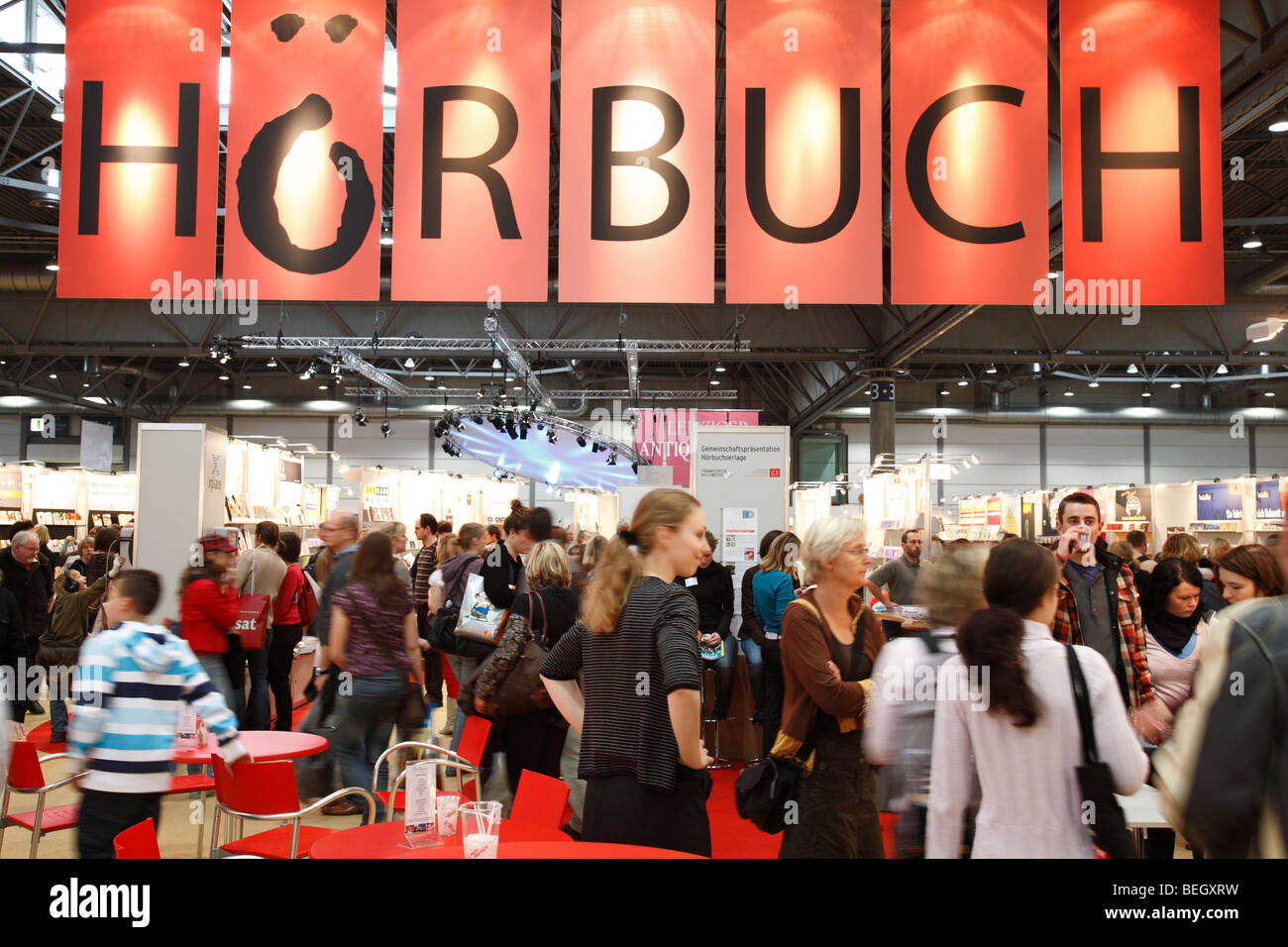 La section audio livre à la foire du livre 2009 à Leipzig, Allemagne ; Hörbuchbereich bei der Buchmesse 2009 à Leipzig Banque D'Images