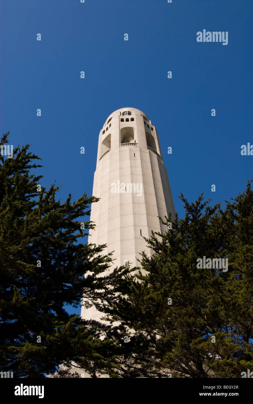 Californie : San Francisco. La Coit Tower, Telegraph Hill. Photo copyright Lee Foster. Photo #  : 19-casanf78739 Banque D'Images
