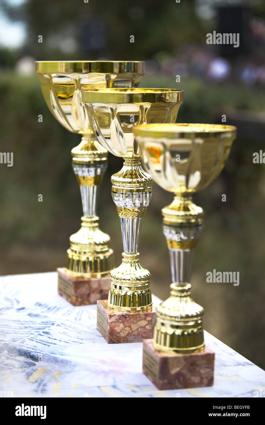 Trois gobelets,trophée Banque D'Images