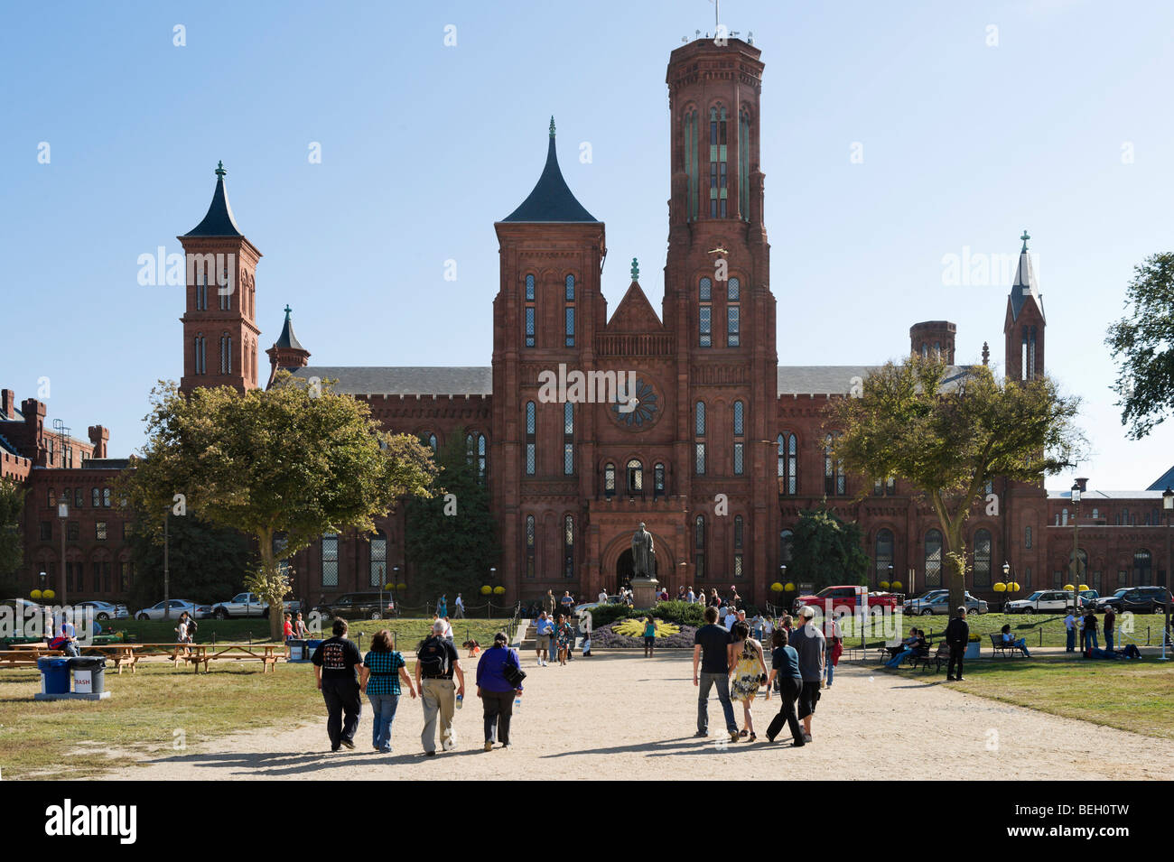 L'Institution Smithsonian Castle, le National Mall, Washington DC, USA Banque D'Images