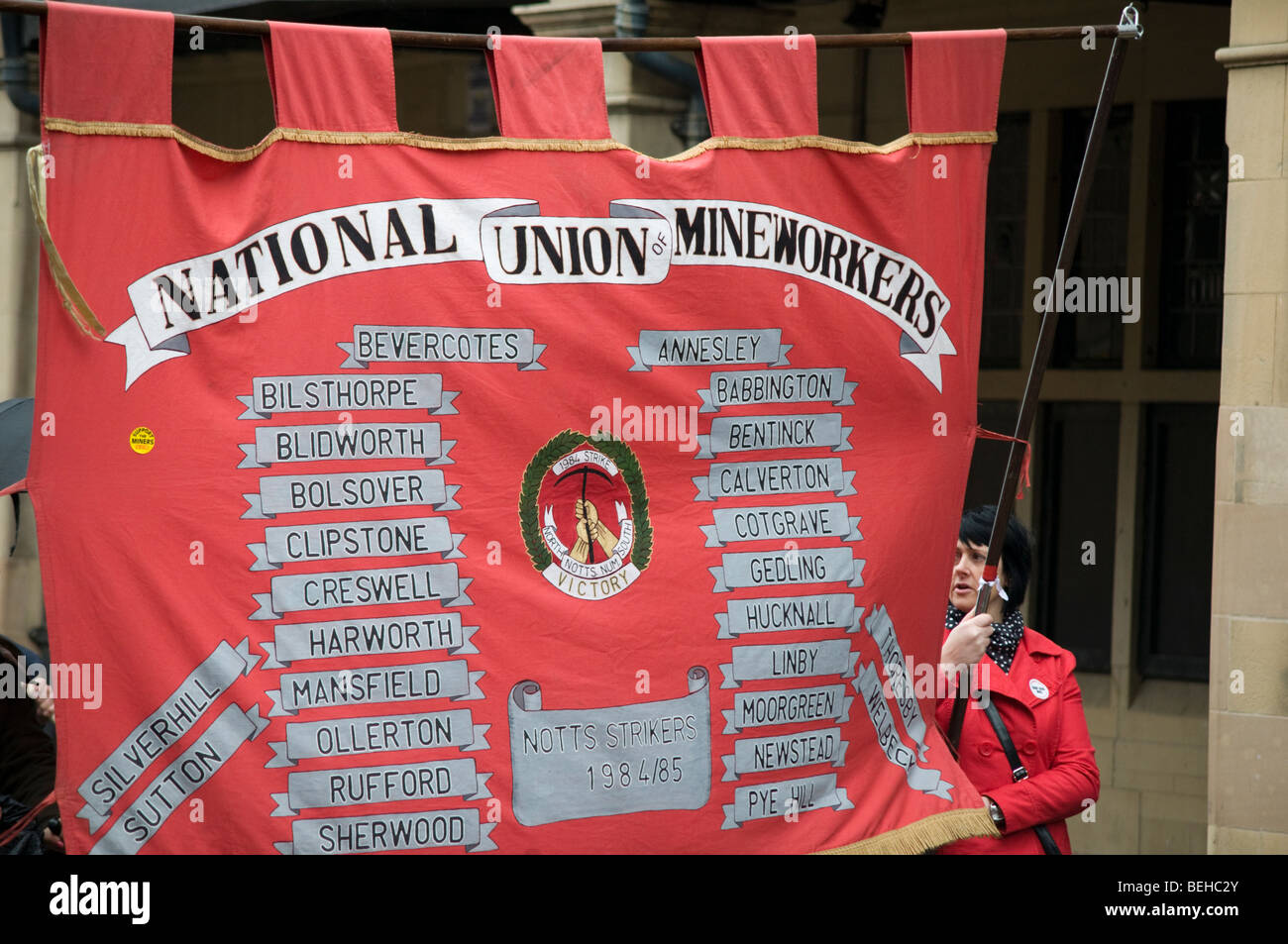 Chesterfield Les syndicats peuvent jour mars à la place du marché de Chesterfield Derbyshire 2009 East Midlands Banque D'Images