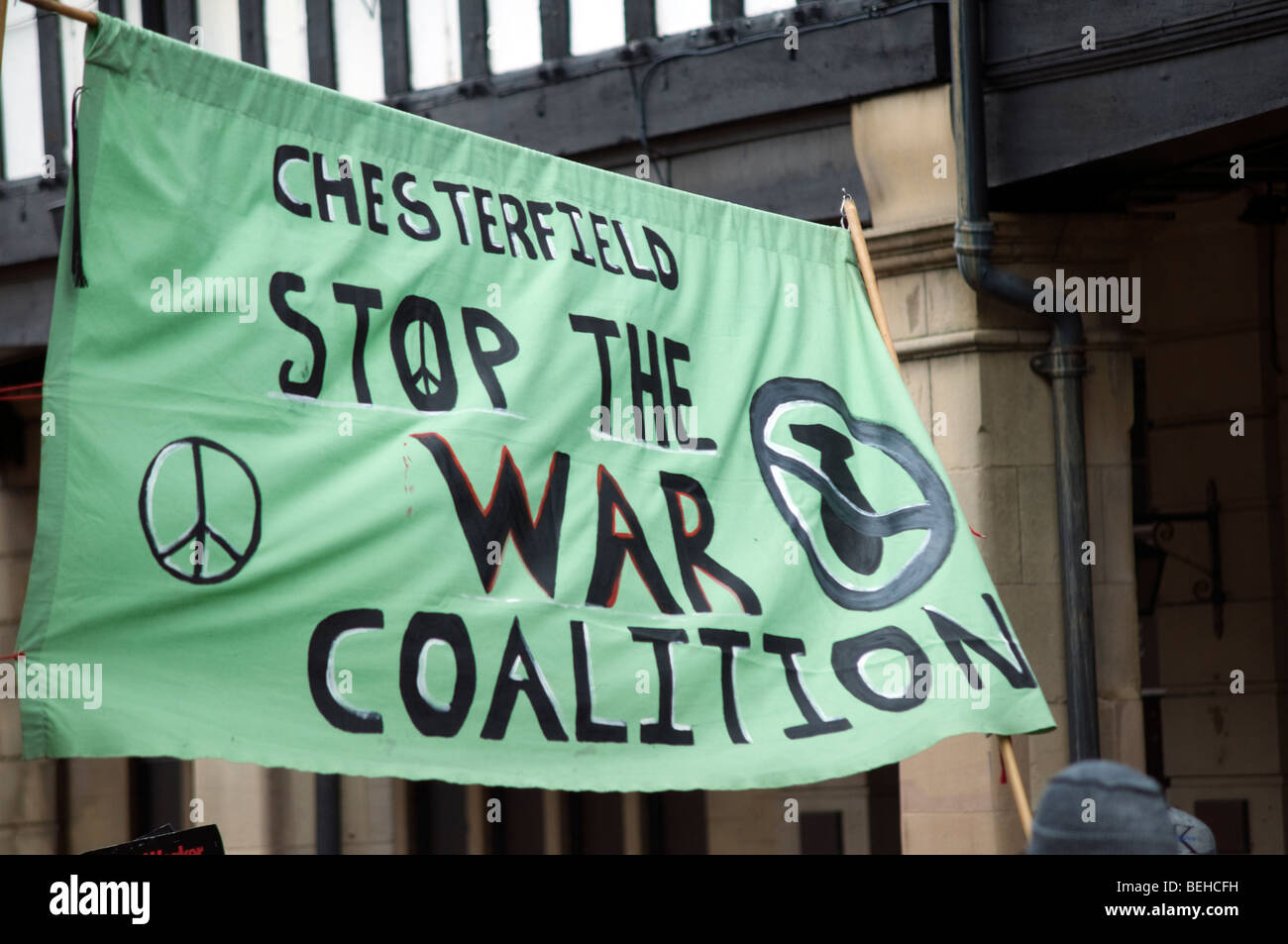 Chesterfield Les syndicats peuvent jour mars à la place du marché de Chesterfield Derbyshire 2009 East Midlands Banque D'Images