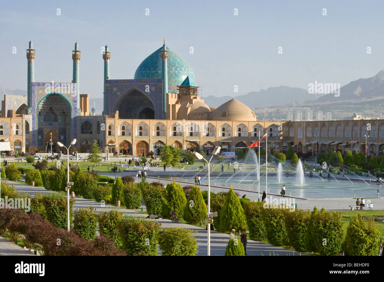 Dans la mosquée d'Imam Shah ou place Imam à Isfahan Iran Banque D'Images