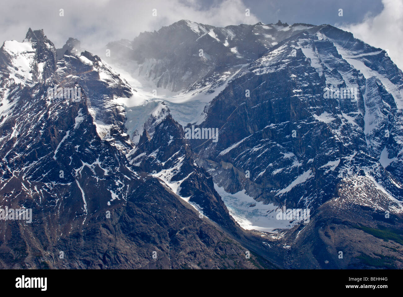 Massif du Paine et les glaciers, le Parc National Torres del Paine, Patagonie, Chili Banque D'Images