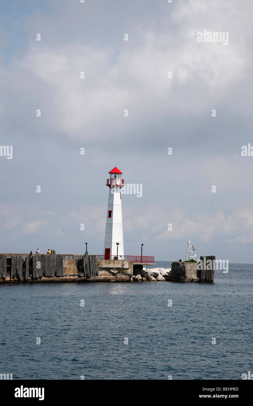 Phare de Wawatam sur le lac Huron à Saint Ignace Michigan grands Lacs personne aucune haute résolution Banque D'Images