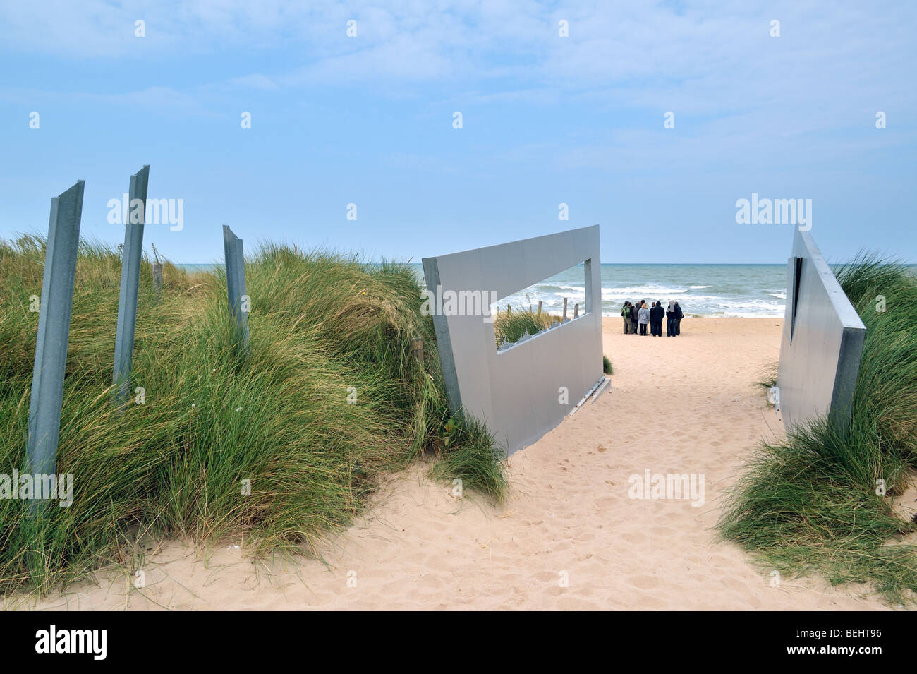 Travail de l'art à la Seconde Guerre mondiale Deux invasion Juno Beach à Courseulles-sur-Mer, Normandie, France Banque D'Images