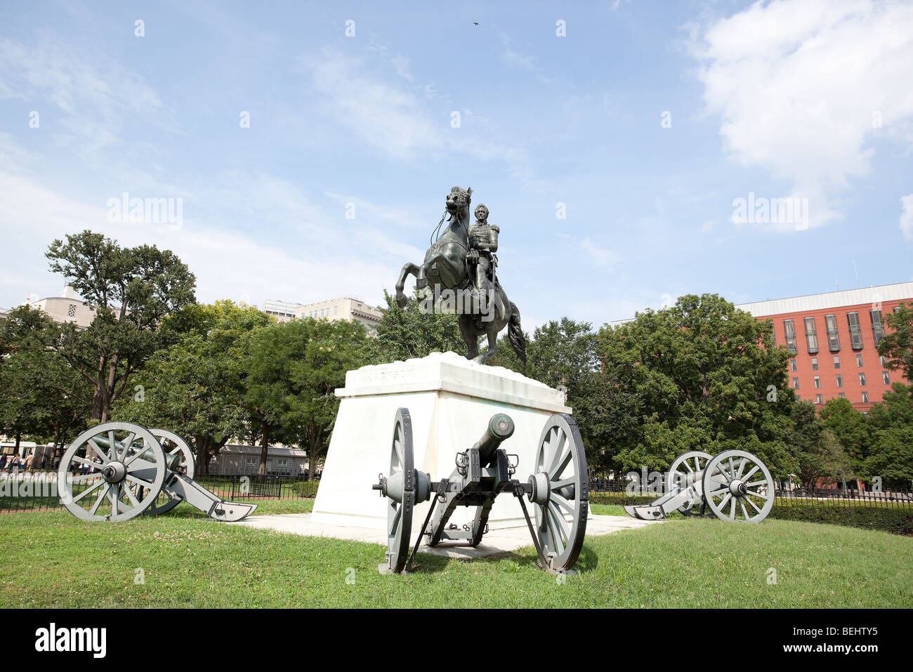 La statue d'Andrew Jackson par Clark Mills, Lafayette Park, Washington DC, USA. Banque D'Images La statue d'Andrew Jackson par Clark Mills, Lafayette Park, Washington DC, USA. Banque D'Images