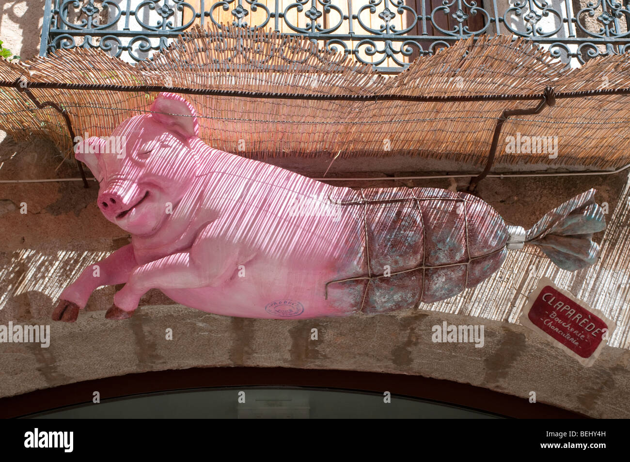 Butcher's sign, viols le Fort village, France Banque D'Images