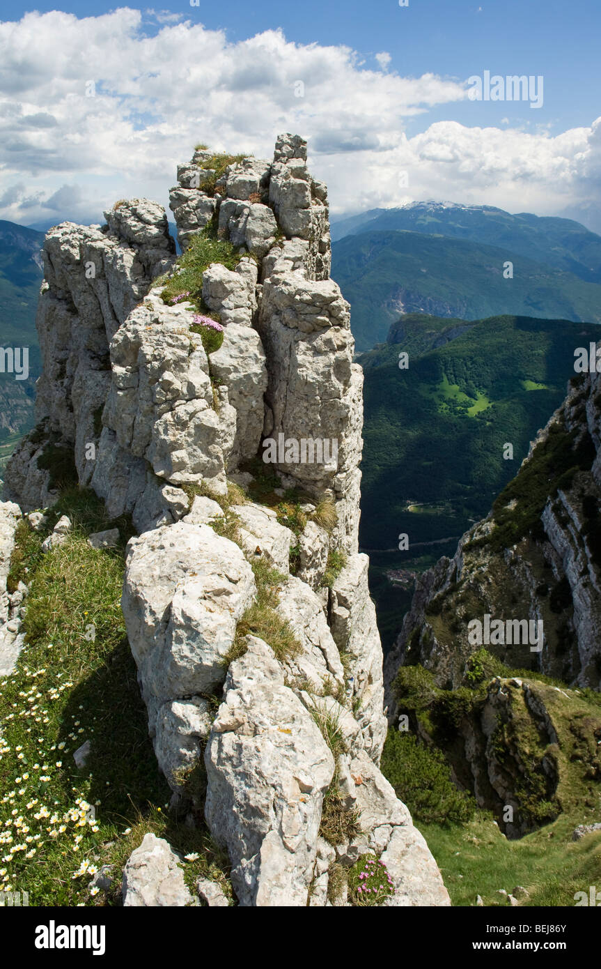 Cima Verde rocks, Bondone mountain, Trentin-Haut-Adige, Italie Banque D'Images