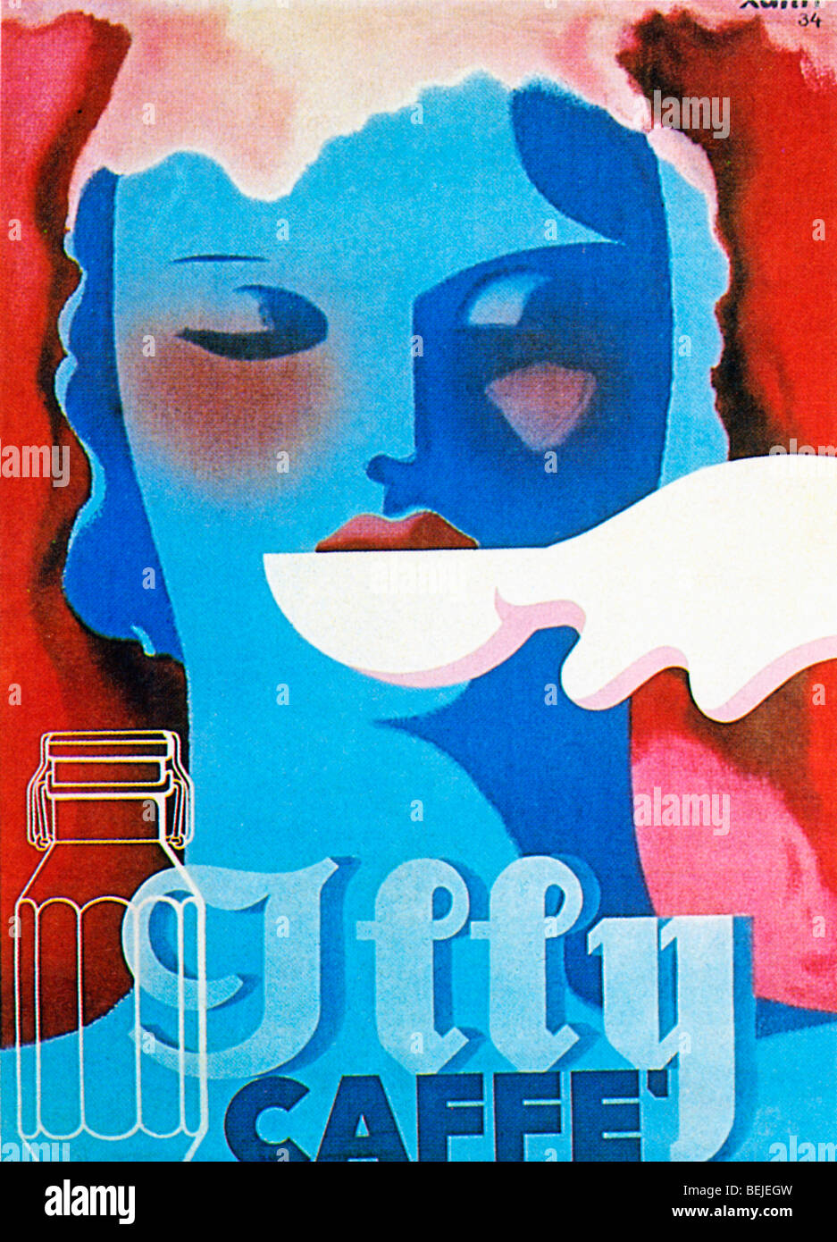 D'Illy Caffe, Art déco 1935 affiche pour la célèbre marque de café italien fondé par Francesco Illy à Trieste Banque D'Images