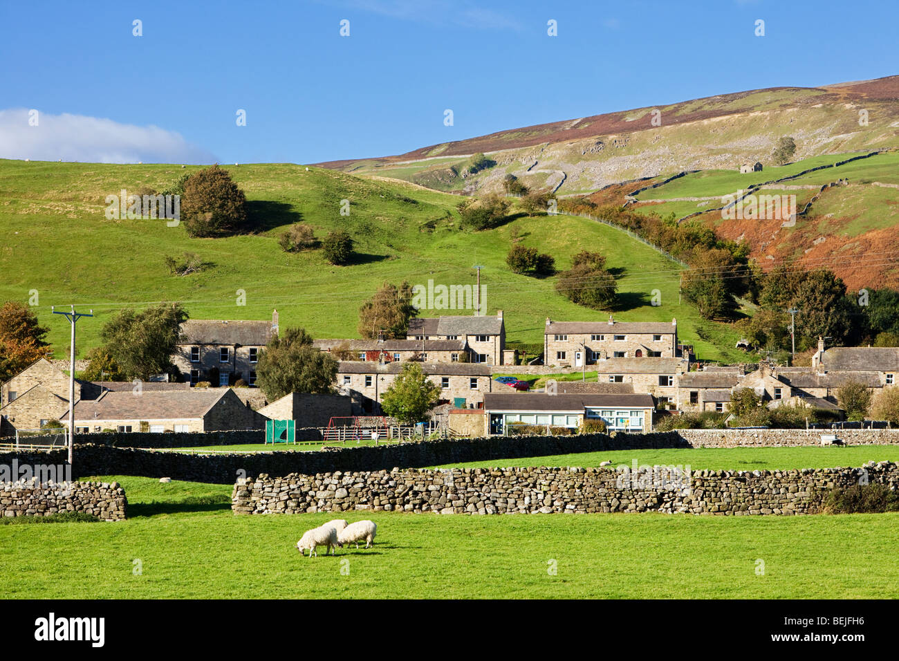 Village Gunnerside, Swaledale, Yorkshire Dales National Park, North Yorkshire, UK campagne Banque D'Images