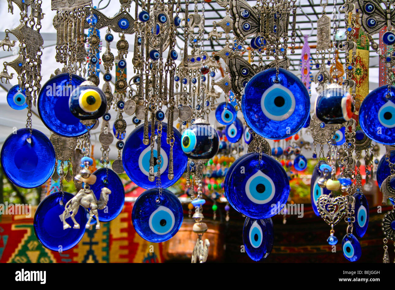 Mauvais Œil Boutique de souvenirs dans le Grand Bazar, Istanbul, Turquie Banque D'Images